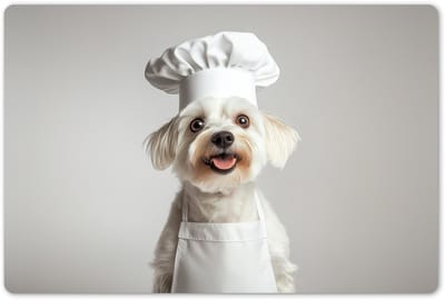 Placemats 45x30 cm - Placemat kunststof - 1 stuk - Hond - Wit - Kok - Borden onderleggers - Decoratie voor op tafel - Keuken tafeldecoratie accessoires - Vinyl onderlegger - Tafelversiering