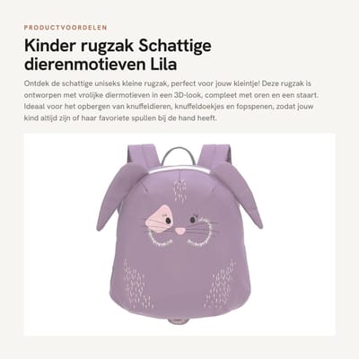 Dailygoods- Rugzak Schattige Diermotieven - 26x9x24 cm - Kinderbagage