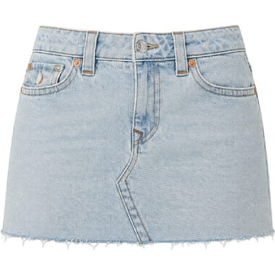 True Religion Sadie effen denim minirok voor dames (Glanzend/Vervaagd)