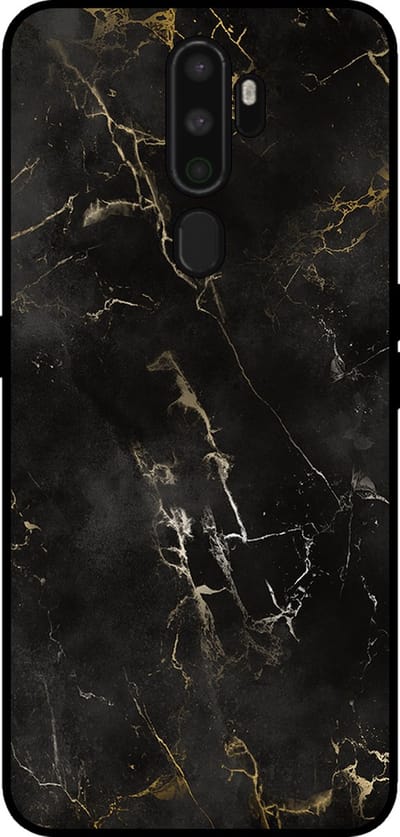 Smartphonica Telefoonhoesje voor OPPO A9 2020 met marmer opdruk - TPU backcover case marble design - Zwart geschikt voor OPPO A9 (2020)