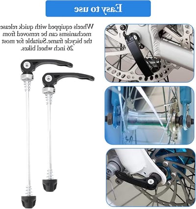 Set van 2 Snelle Ontgrendeling Skewers voor Fietsen, Geschikt voor 66cm Wielen, Voor Voor- en Achterwielen, Ideaal voor Racefietsen en Mountainbikes