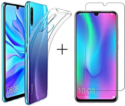 Silicone hoesje transparant met 2 Pack Tempered glas Screen Protector Geschikt voor : Huawei P30