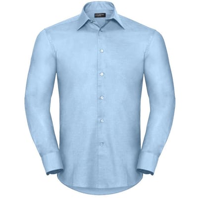Russell Collectie Heren Lange Mouw Easy Care op maat gemaakt Oxford Shirt (Oxford Blauw)