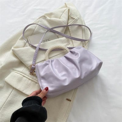 Sac Nuage Perlé Porté à la Main pour Femme Nouveau Tendance Coréen Petit Sac Carré Beau Sac à Bandoulière Sac Bandoulière W3863WW- gray