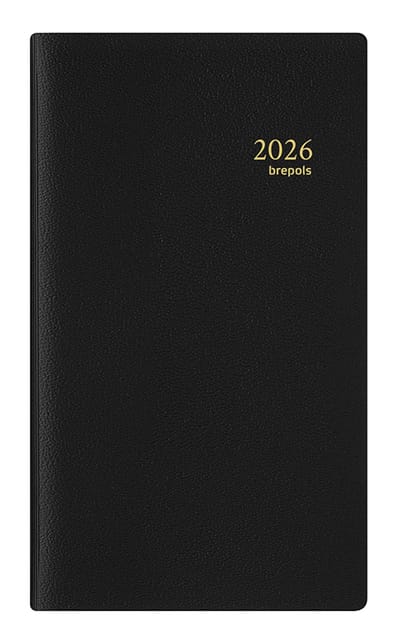 Brepols agenda 2026 - BREPLAN [0.774] - GENOVA - 1 week op 1 pagina - Weekoverzicht - Zwart - 9 x 16 cm