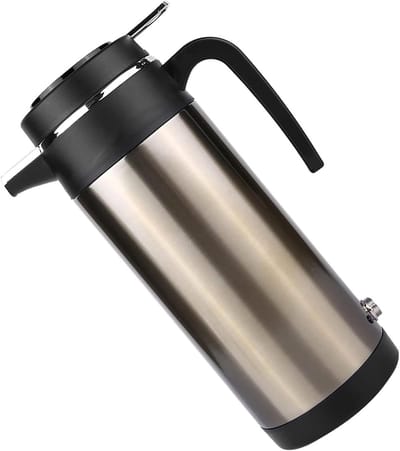 Elektrische Waterkoker - Auto Waterfles - Warm Drankje Onderweg - Vacuüm Isolatie - 1000 Ml Capaciteit - Goud Zwart