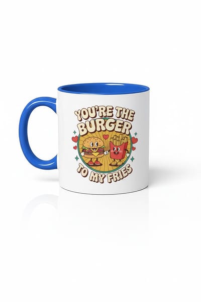 Mok 'You're the Burger to My Fries' - Romantisch Koppel Cadeau Beker | Grappige Vriendschapsmok | Fastfood Liefde Design