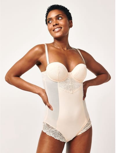 Next - Dames - nude - Kanten body met cups en sterke buikcorrectie - Huidkleur