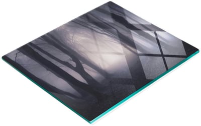 Multifunctioneel decoratief glazen bord met print van een donker bos, 60x52 cm