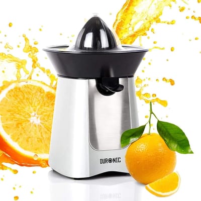 Citruspers - Sinaasappelpers Citroenpers - Vers sap maken - Dubbele perskegels - 100 Watt - Zilver