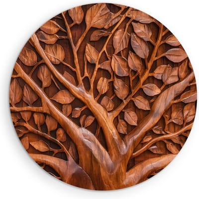 Saammp Muurcirkel Hout - Gedroogde Boom - Landschap - Natuur - Ø 90 - Wandcirkel - Wanddecoratie Cirkel - Muurdecoratie Woonkamer - Slaapkamer decoratie - Rond Schilderij