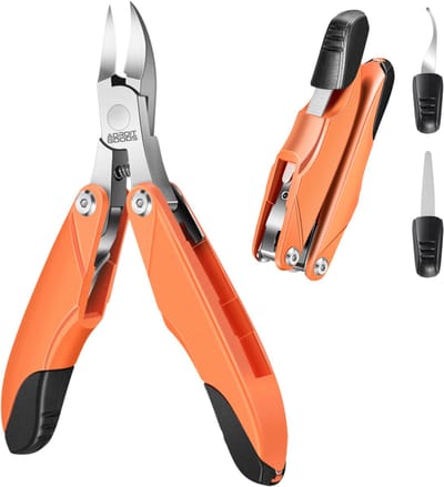 AdroitGoods 3-in-1 Opvouwbare Precisie Nagelknipper – Professionele Multifunctionele Nagelverzorging - Nagelknipper met vijl - Oranje