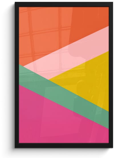 Poster in lijst - Fotolijst 40x60 cm - Posters - Driehoeken - Kleurrijk - Abstract - Posterlijst zwart - Decoratie - Wanddecoratie woonkamer - Muurdecoratie slaapkamer