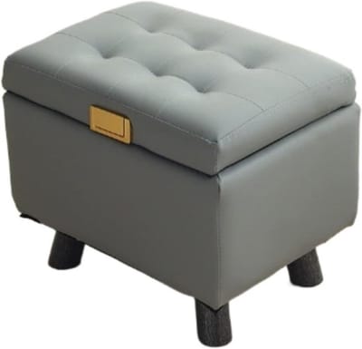 Voetenbank Opbergruimte - Ottomaan Poef - Ontspannen Zitten - Ruime Opbergruimte - 40 x 30 x 35 cm - Grijs