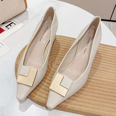 Koreaanse Mode Professionele Enkele Schoenen Vrouwelijk Temperament Vierkante Neus Hoge Hakken Feeënstijl Lage Instap Dikke Hak Damesschoenen 39 beige