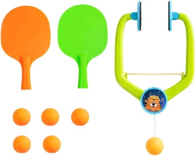 Pongtrainer Set - Tafeltennis Spel - Indoor Entertainment - In Hoogte Verstelbaar - 2 Rackets 6 Ballen - Multicolor