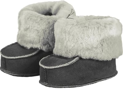 Schapenvacht babyslofjes - Baby slofjes van lamsvacht - Grijs