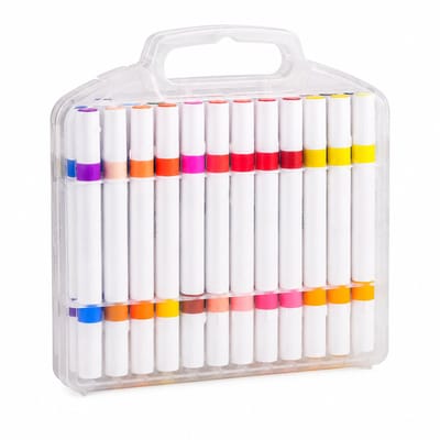 Acrylmarker-set - 24 stuks 48 kleuren - geschikt voor kleur over kleur - dubbelzijdige kleurmarkers - 1 set