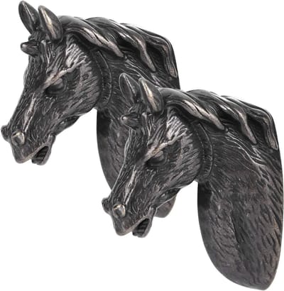 Moderne stijlvolle kastknoppen met paardenkop ontwerp - 2 sets voor keuken en kledingkast, 1.6 x 2 x 0.6 inch