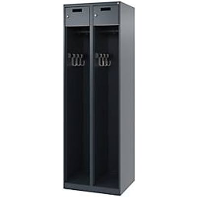 Brandbestrijdingskast C+P Evolo PRAKTUS, 2 vakken, met sokkel, vloerglijders, B 600 x D 500 x H 1850 mm, RAL 7016 antracietgrijs