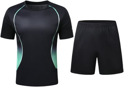 YOUTHUP Heren Sportset met Verloopdetail - Rond Hals T - shirt met Korte Broek - M