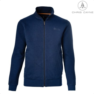 Chris Cayne herenvest | M | donkerblauw | jacquard structuur |doorrits | steekzakken met rits