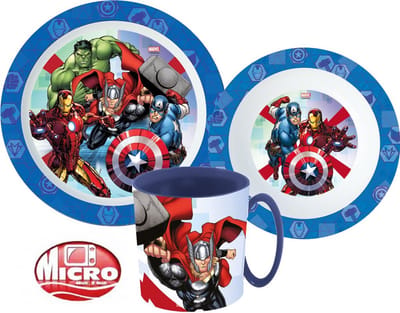 Avengers Serviesset - Mok 350 ml - Diepe kom - Plat bord - 3 stuks - Rolling Thunder - Voor verjaardagen en feestjes - Voor kinderen - Voor jongens