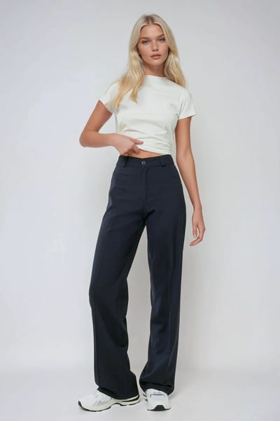 Hoge Taille Rechte Pijpen Broek