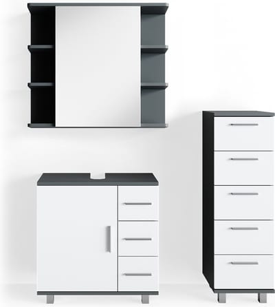 Vicco Badkamermeubel set Ilias, Antraciet, 3-delig