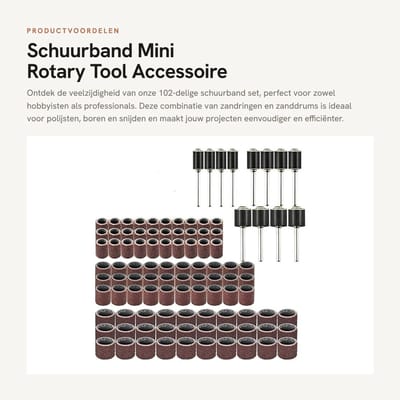 Dailygoods - Schuurband - Mini Rotary Tool Accessoire - 102 Stks Set - Zand Ring en Drum - Voor Polijsten en Snijden - Multifunctioneel