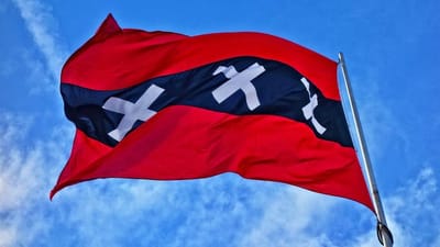 *** Vlag Amsterdam 90 x 150 - Grote Vlag - Amsterdam Stad/Voetbal - Big Flag - van Heble® ***