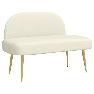 vidaXL - Gevuld - bankje - met - rugleuning - Crèmekleurig - 110 - x - 60 - x - 76 - cm