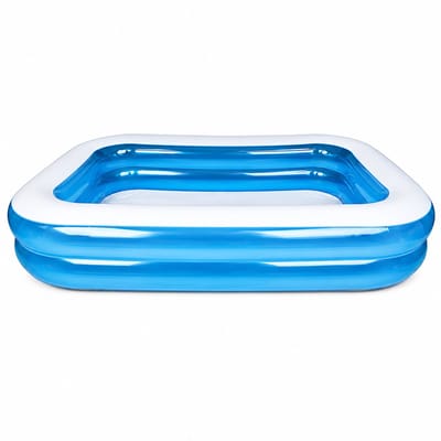 ITRONIQ Opblaasbaar Zwembad 260x170x50 CM - Familie Zwembad Voor Tuin en Kinderen - Rechthoekig Opblaaszwembad - Blauw Wit