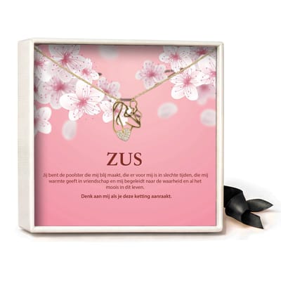 Pera Jewelry - 925 sterling zilveren Moeder & Baby ketting - Zus - Collier - Ketting Dames - Ketting met Hanger