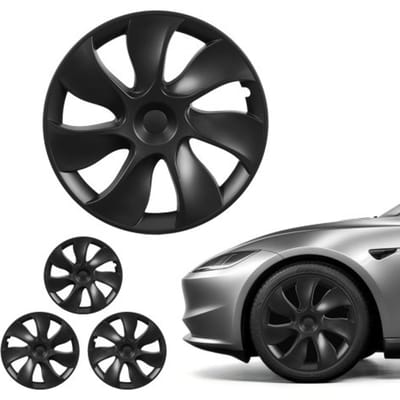 VEVOR 4 wieldoppen voor Tesla Model Y 21-24, 19 inch wieldoppen gemaakt van ABS-kunststof, set van 4 wieldoppen met 7 spaken en kliksysteem, R19 wieldoppen voor decoratie en stofbescherming, matzwart