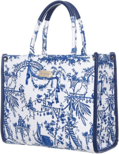 Signare - Luxe City Bag - gobelinstof - Chinoiserie - Blue - Blauw
