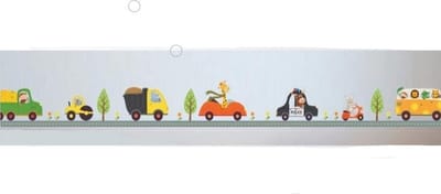 MUURSTICKER WANDDECORATIE SLAAPKAMER KINDERKAMER BABYKAMER JONGEN - AUTOWEG - LEUKE AUTO MUURDECORATIE - POLITIE EN BUS - STICKERVEL B - nr 667