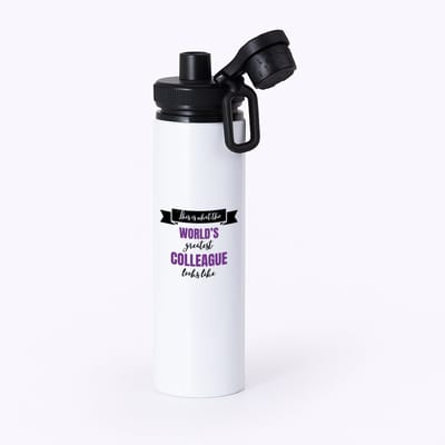Hacebo® - World's best colleague waterfles met draaidop zwart - Collega - beste collega - werk - afscheidscadeau - verjaardagscadeau - water fles - 850ML