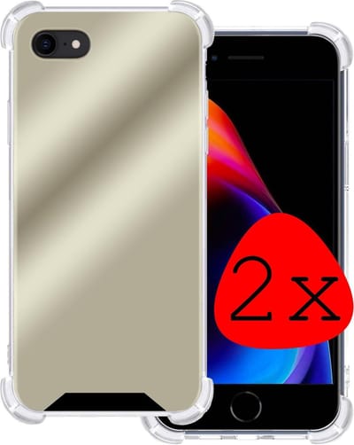 Hoesje 2 Stuks - Geschikt voor Apple iPhone 7 - Sterk & Shockproof - Siliconen Case - Back Cover - Telefoon Hoes Shock Proof - Goud