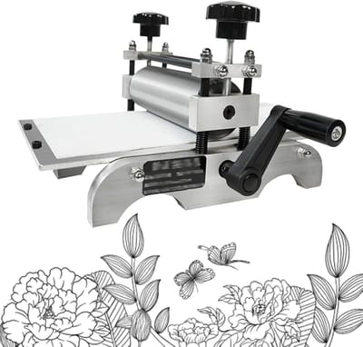 Handmatige Drukpers - Etspers Plaatroller - Textiel Bedrukken - Verstelbare Stalen Rol - 31x17 cm Bed