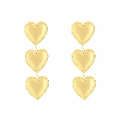 Bijoutheek Oorknoppen 3 hartjes Goud