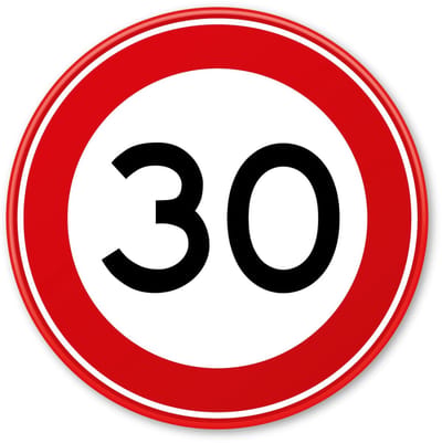 Verkeersbord Maximum snelheid 30km - A01-30 - Weerbestendig Aluminium - Ø40 cm - Bevestiging: Zonder bevestiging (alleen het bord)