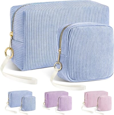 Mini make-up tas voor vrouwen in blauw - Perfect voor onderweg, compact en stijlvol, ideaal voor cosmetica en accessoires