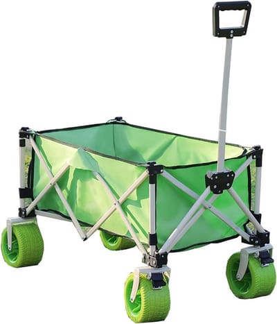 Opvouwbare Bolderkar - Strandkar Tuinkar - Vervoeren van spullen - Met Remmen - 105x56x65-108 cm - Groen