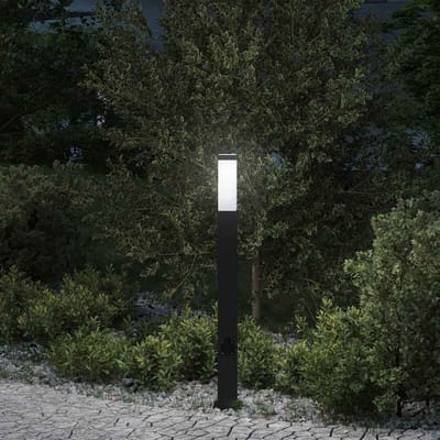 vidaXL Bolderarmatuur met stopcontact 80 cm Zwart IP44