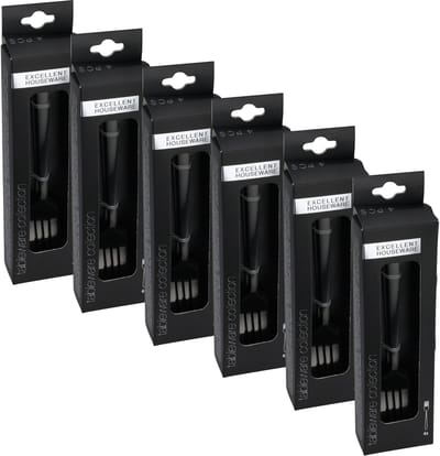 Excellent Houseware Taart/gebak vorkjes - 24x stuks - zwart - RVS - 15 cm - verjaardag/feest vorkjes