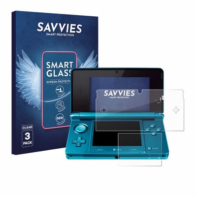 3 Stuks Savvies Screenprotector - geschikt voor Nintendo 3DS - beschermfolie glas transparant