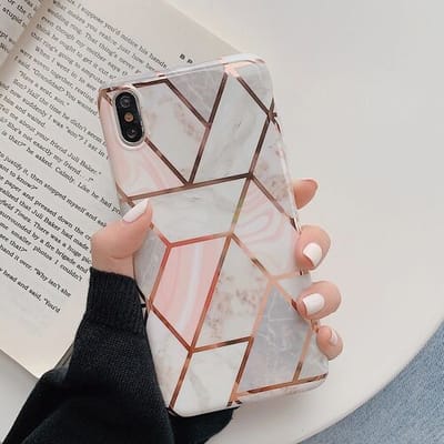 ShieldCase Hoesje geschikt voor Apple iPhone X / Xs hoesje marmeren patroon Wit/Roze - Stijlvolle Marble Case - Unieke Beschermhoes - Duurzaam Telefoonaccessoire