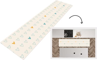 Keukenloper - Loper keuken - Minimalisme - Patroon - Baby - Hart - 200x50 cm - Keukenloper vinyl
