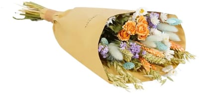 Wildflowers by Floriëtte Field Bouquet - Pastel Delight - Blauw/ oranje/ paars/ groen - 35 cm - Droogbloemen - Boeket
